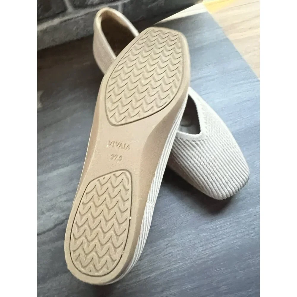 Vivaia Square-Toe V-Cut Flats Margot 2.0 Golden Almond Size 39.5 8.5 US - Picture 3 of 14